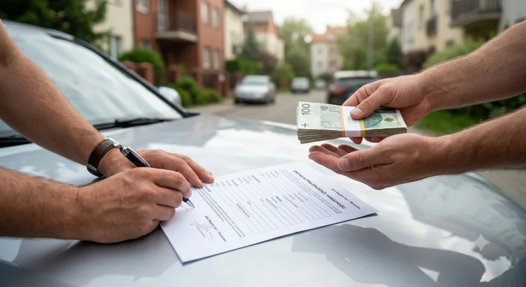 Podpisanie umowy i gotówka za auto na masce. Skup aut Warszawa Białołęka, szybka transakcja.